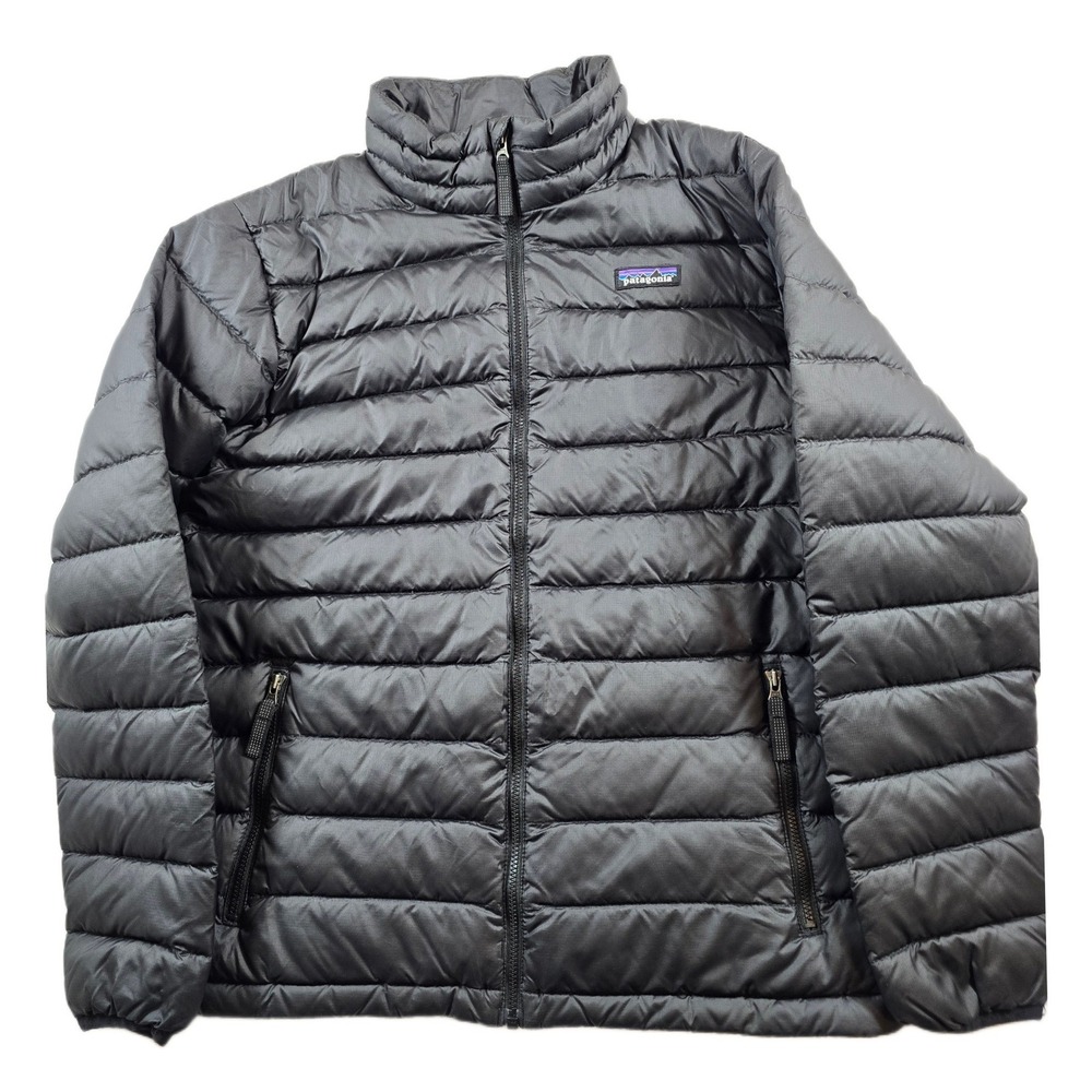 Patagonia Down Sweater Jacket Kids XL 14 Black Nano Puffer Full Zip Coat